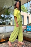 Lina Linen Blend French Tuck Blouse Washed Olive